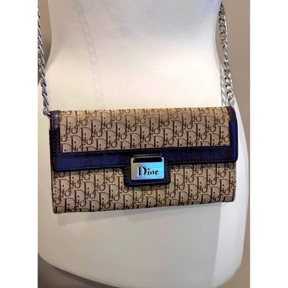 ✨Authentic Vintage Christian Dior Diorissimo Oblique Monogram Wallet On Chain - Picture 2 of 15